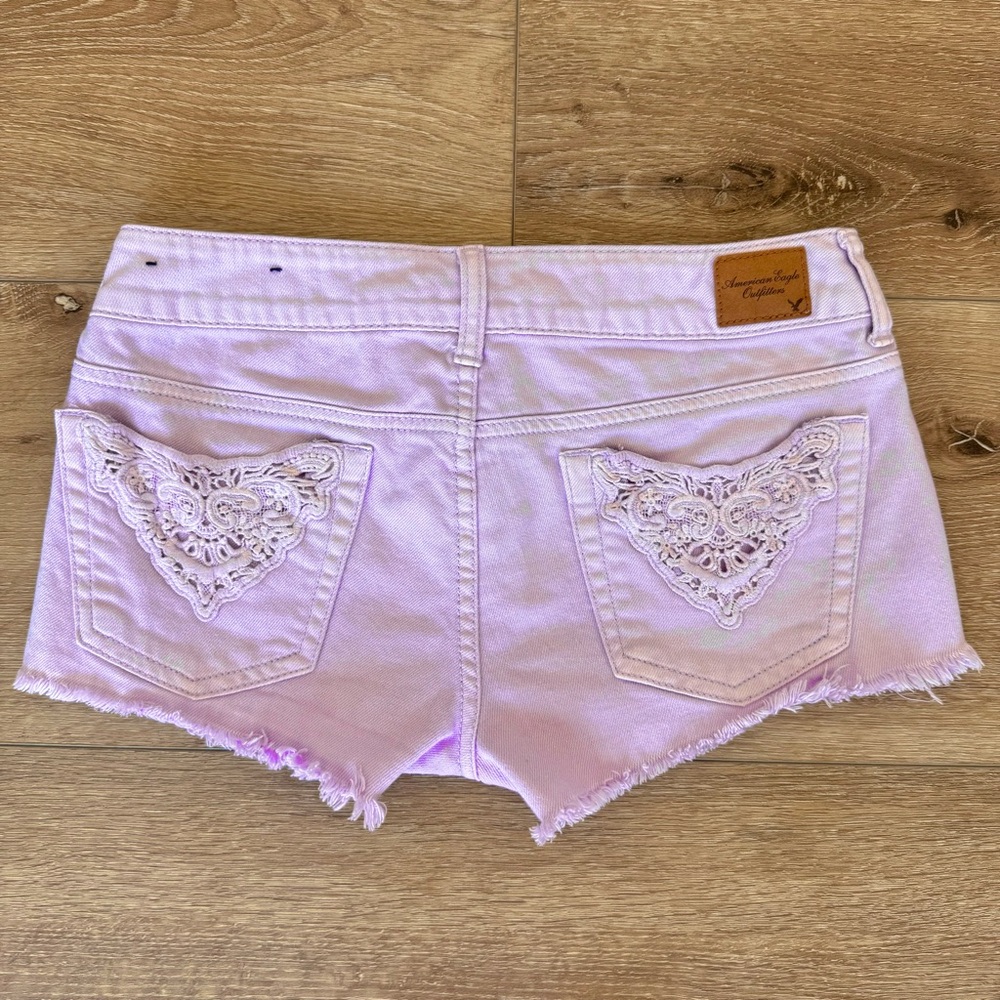 Rare NWOT Y2K AMERICAN EAGLE Women's Lavender Denim Shorts Size 2